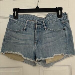 Earnest Sewn Light Blue Frayed Jean Shorts, size 26